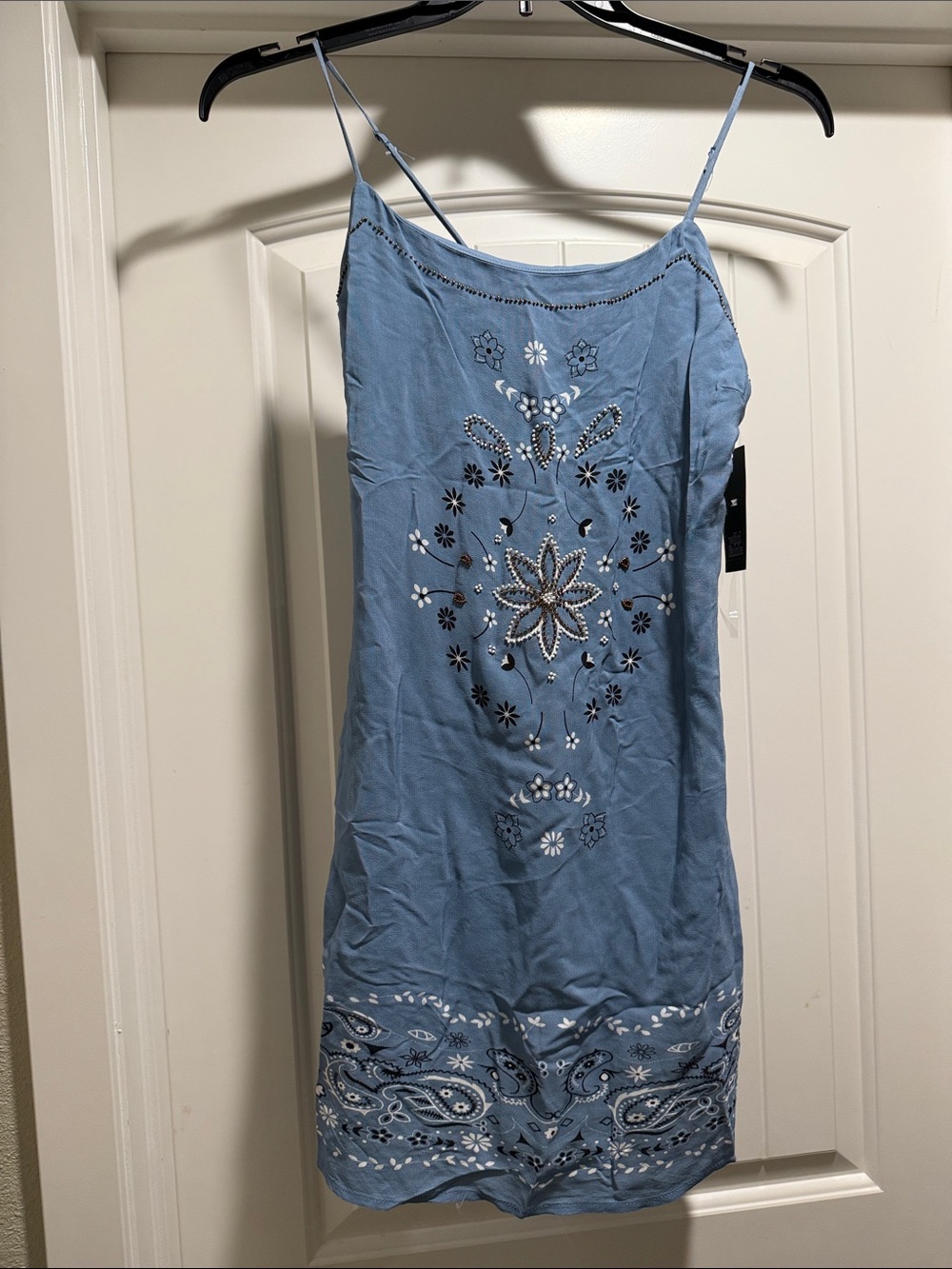 wild fable Light Blue Patterned Mini Slip Dress